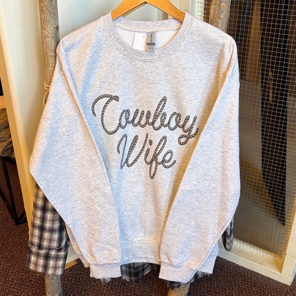 Cowboy Wife Gildan Gray Crew Neck Sweater